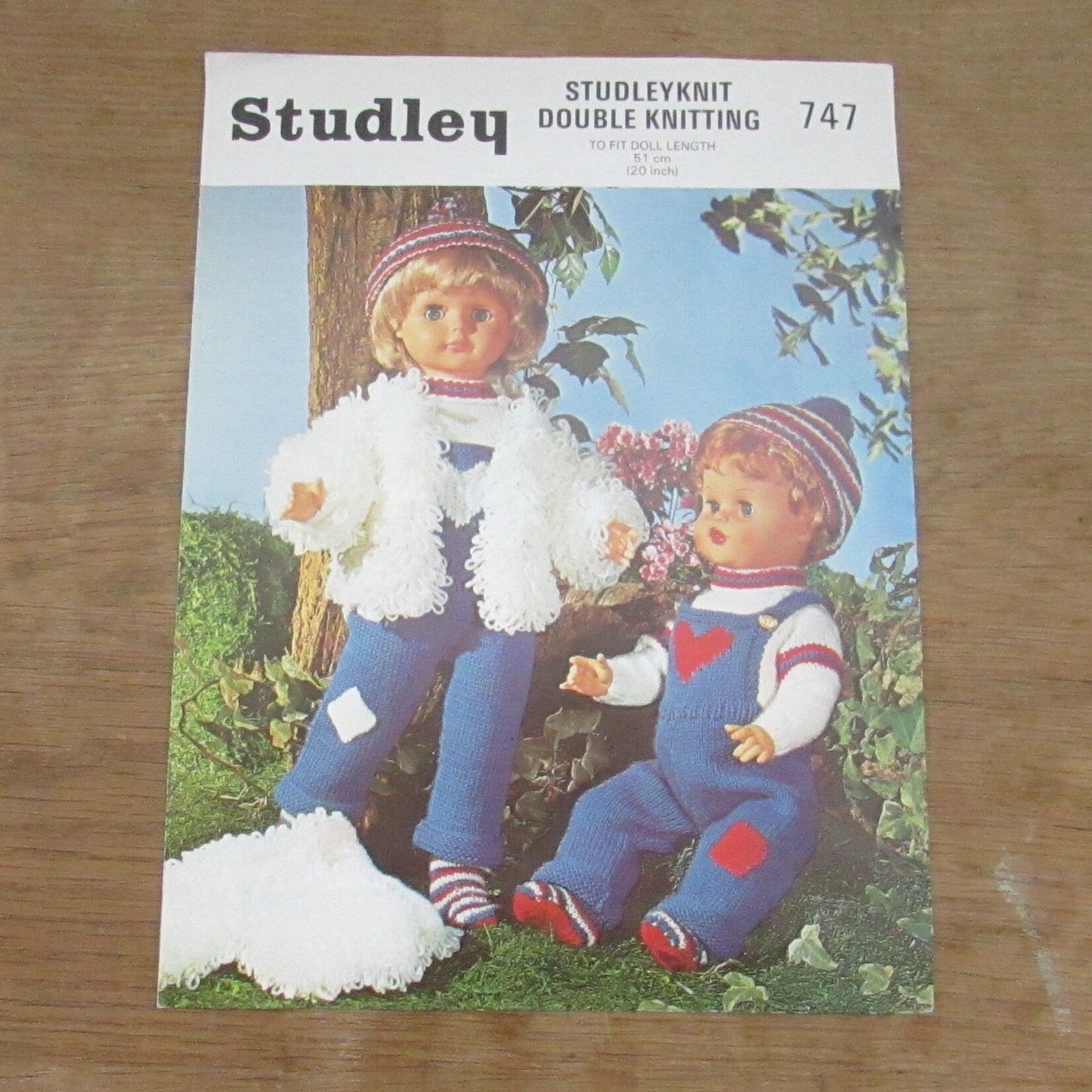 1970s Studley 747 knitting pattern for doll's clothes, to fit 20" doll
