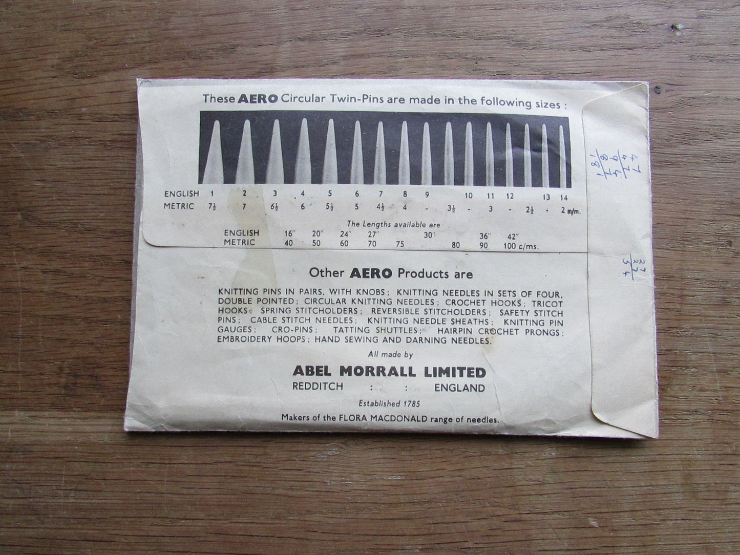 Vintage Abel Morrall's AERO light-weight circular twin-pin 27" (for flat or circular sewing)