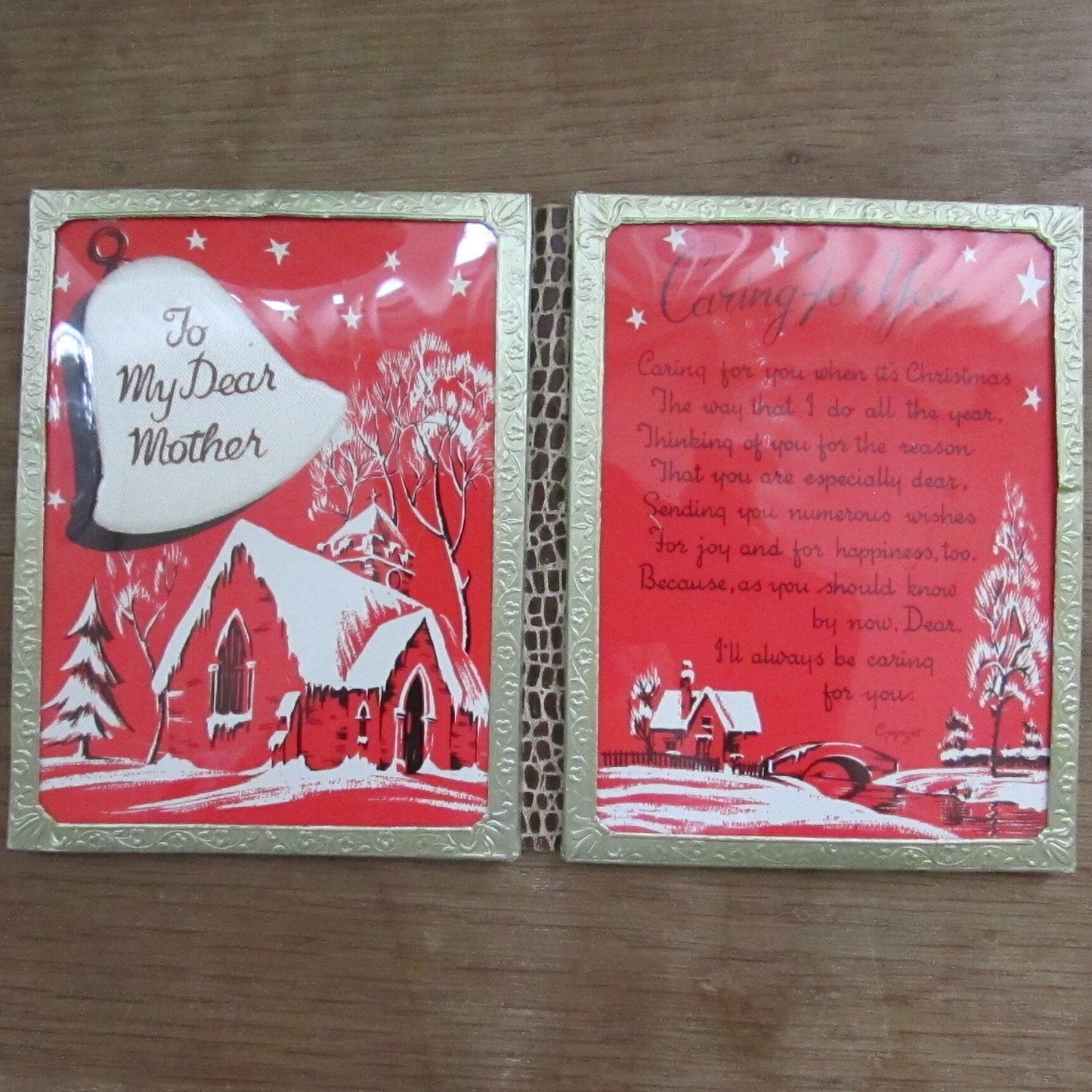 1950s 'To My Dear Mother' keepsake pocket book Christmas card
