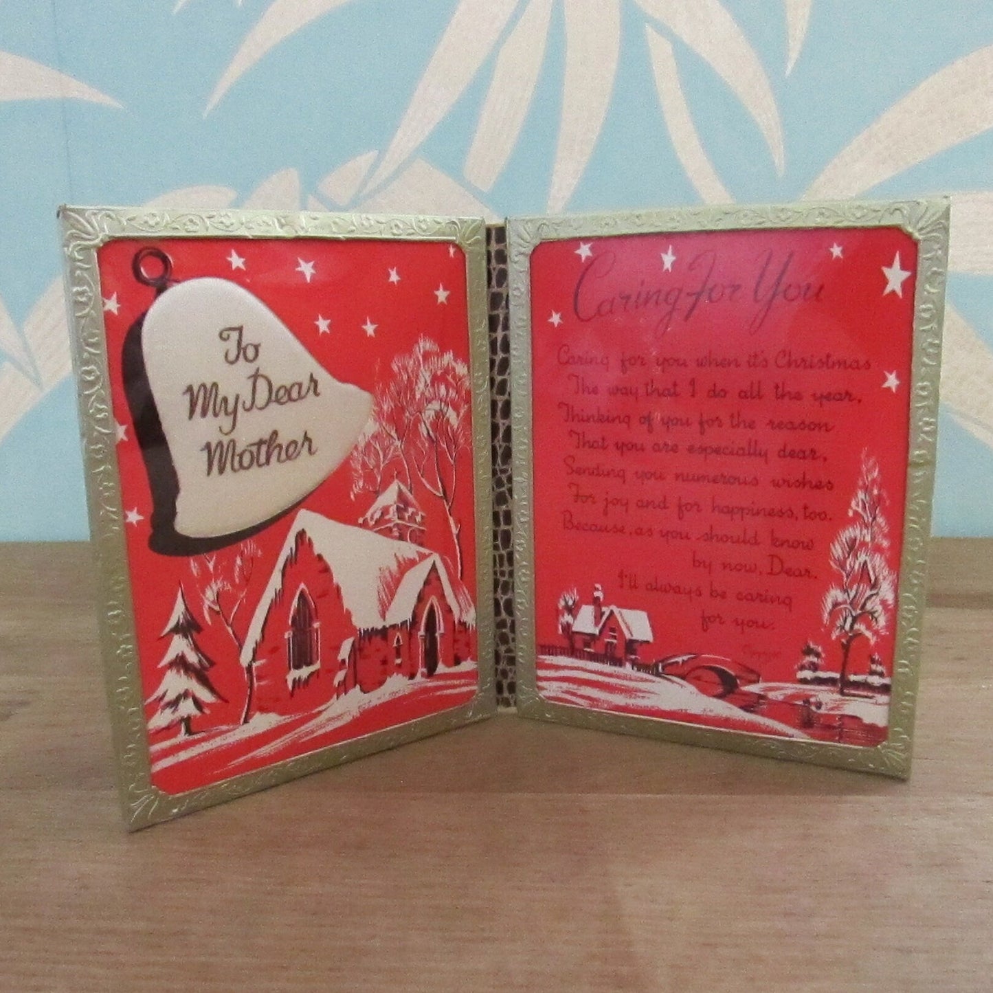 1950s 'To My Dear Mother' keepsake pocket book Christmas card