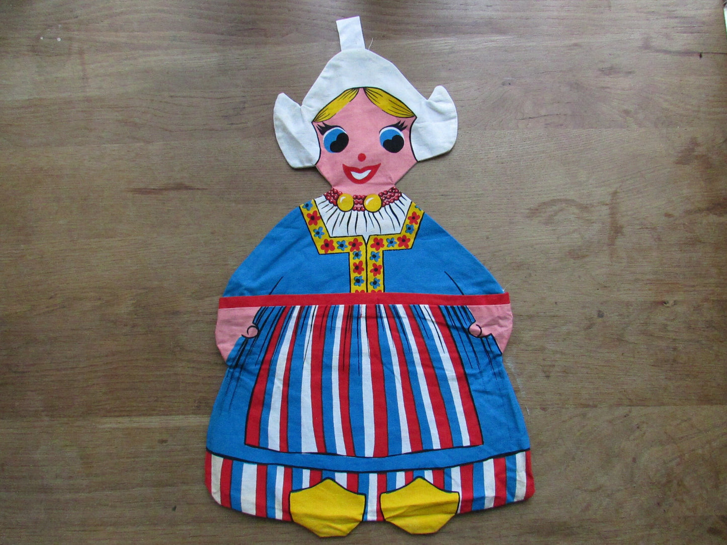 1970s kitsch hand-made Dutch boy & girl cloth peg bag duo