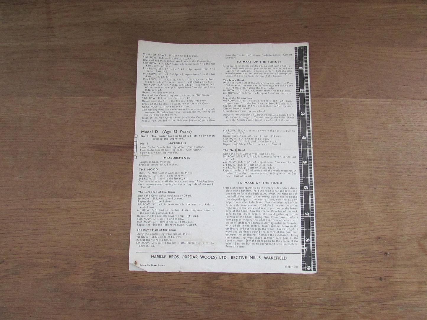 1950s Growing up in Sirdar 530 knitting pattern for girls bonnets
