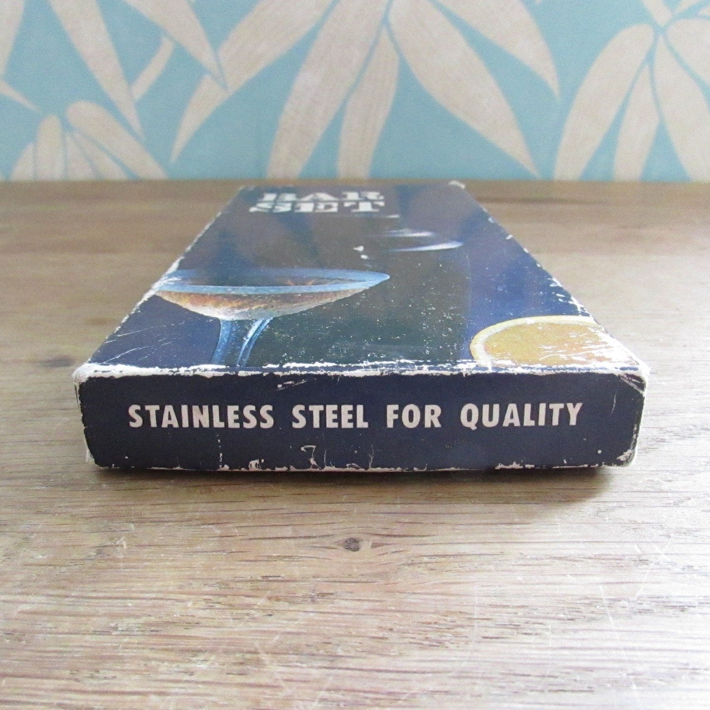 1970s 3-piece teak & stainless steel bar set