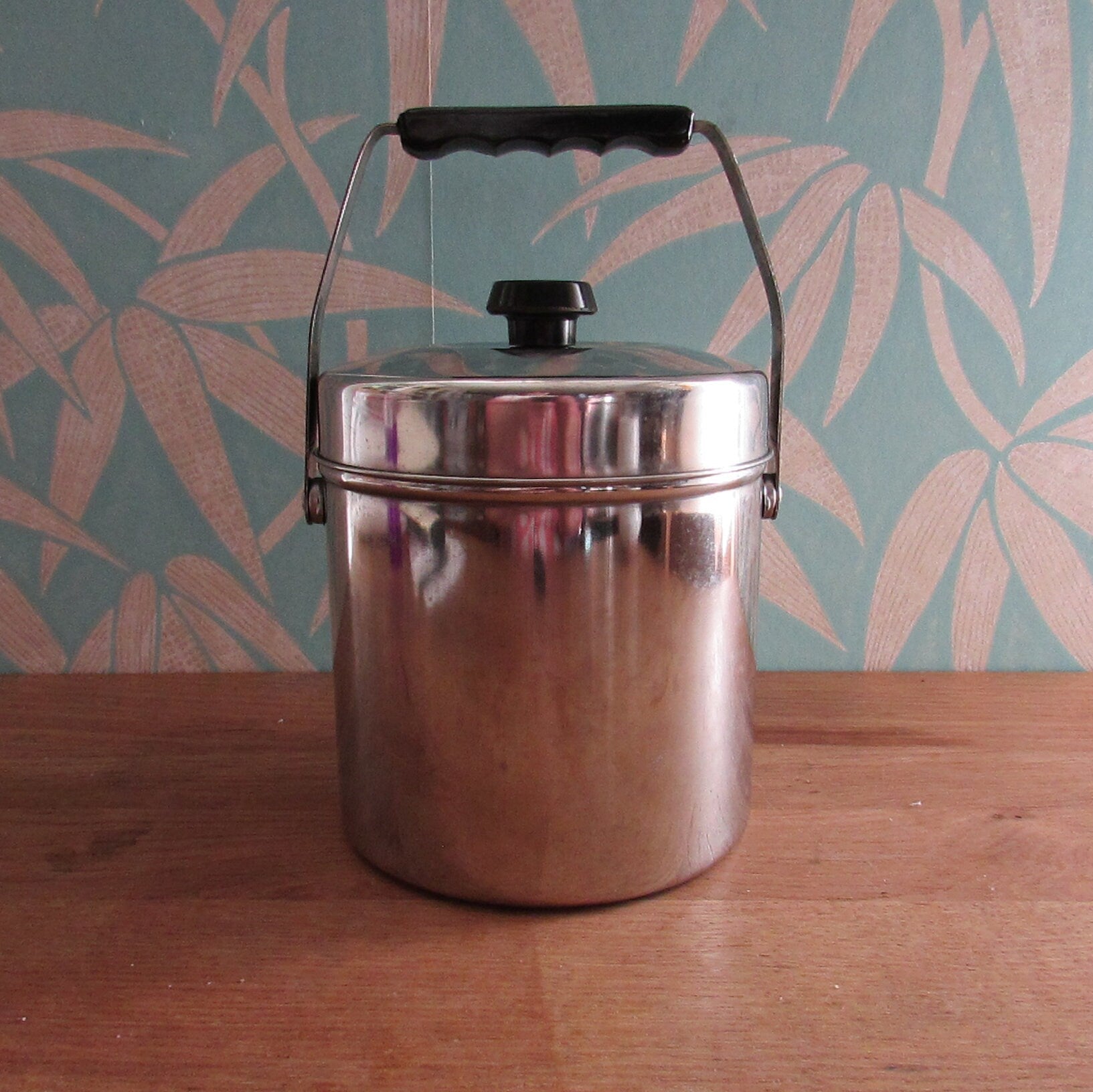 Vintage Red Tree stainless steel ice bucket