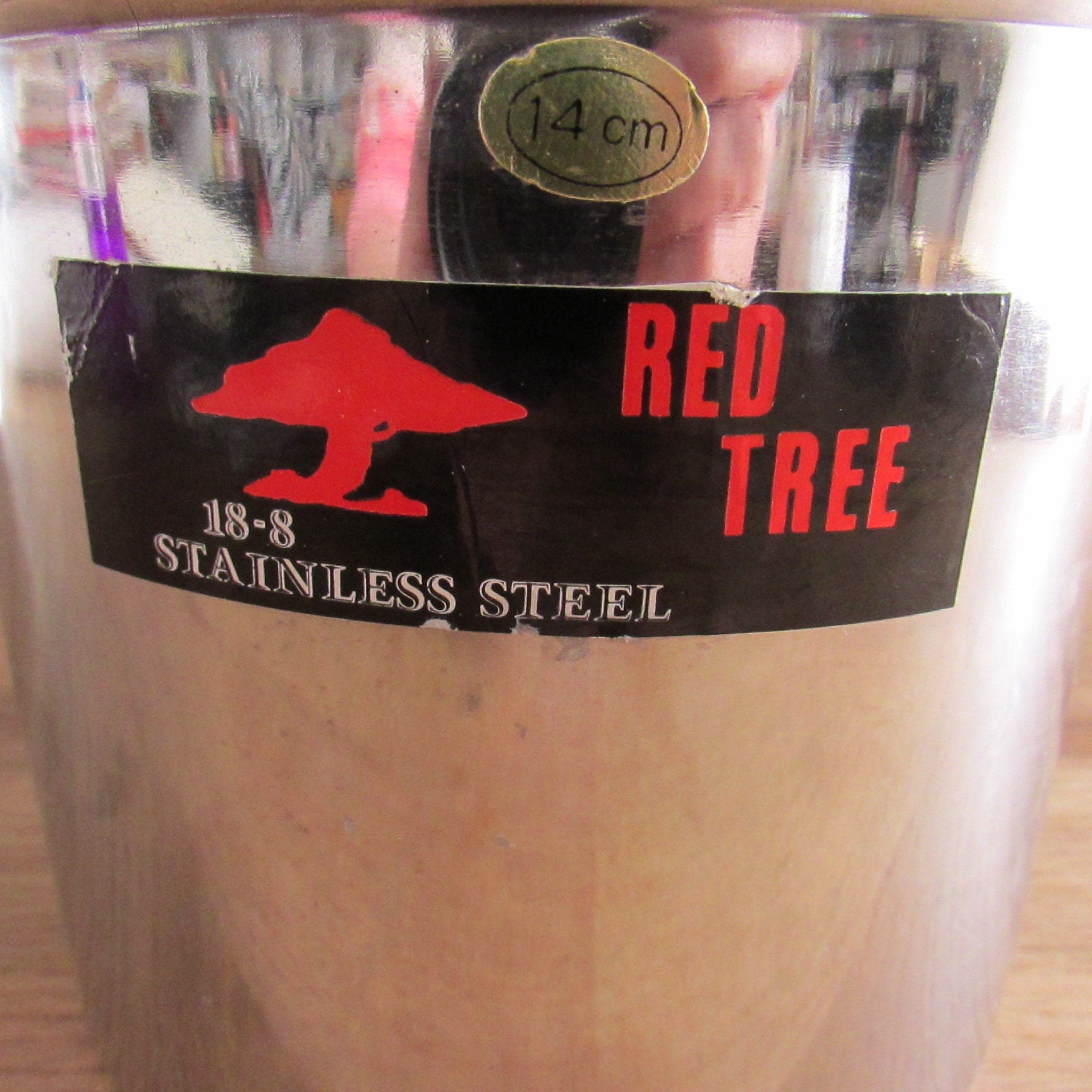 Vintage Red Tree stainless steel ice bucket