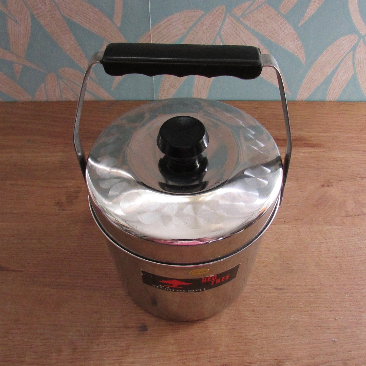 Vintage Red Tree stainless steel ice bucket