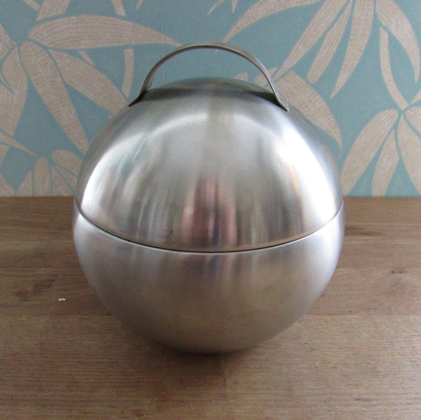 Mid-century modernist stainless steel orb/ball ice bucket
