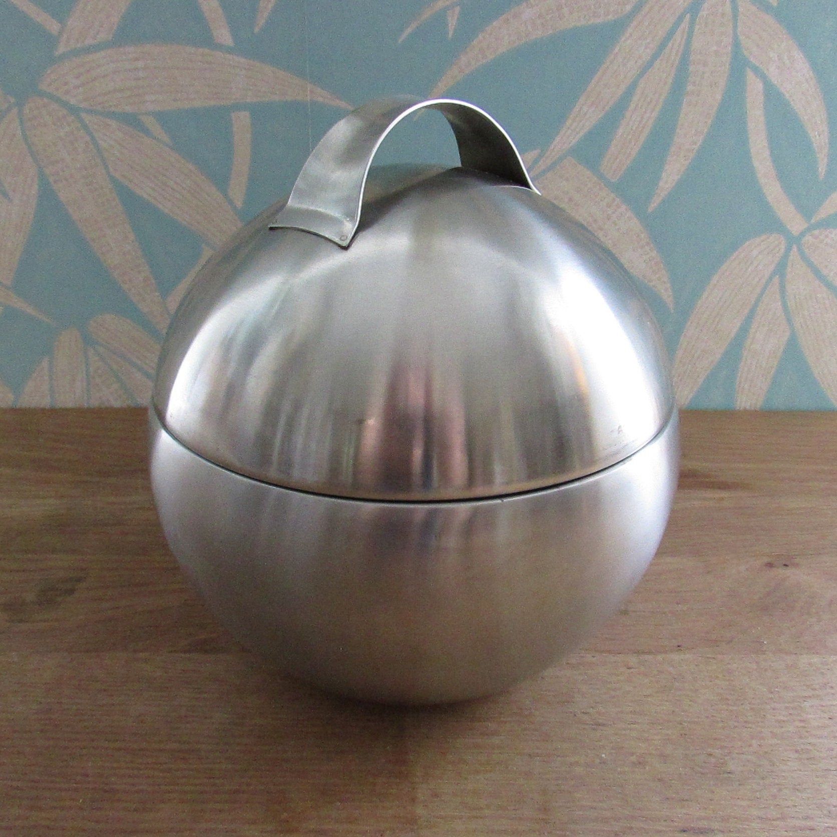 Mid-century modernist stainless steel orb/ball ice bucket