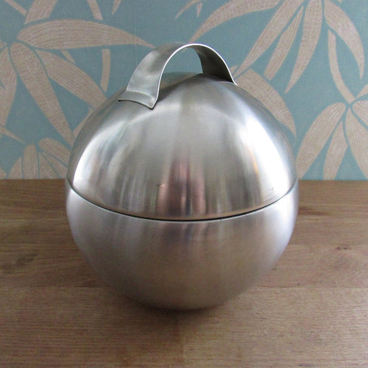 Mid-century modernist stainless steel orb/ball ice bucket