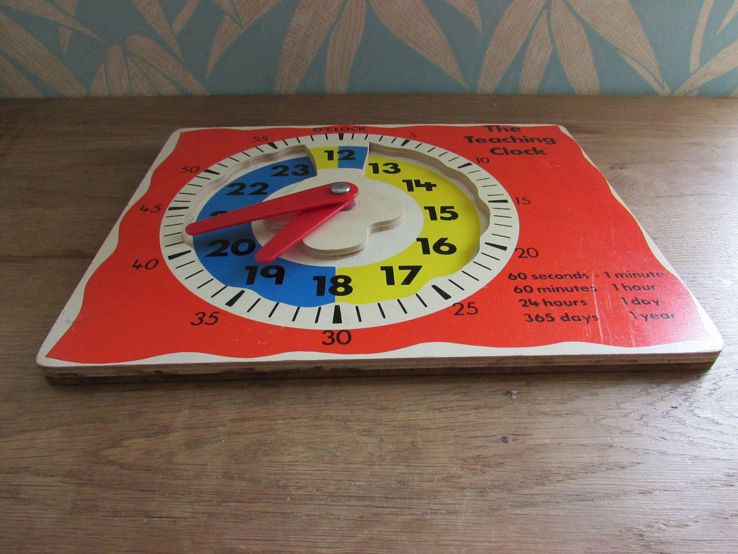 Vintage wooden The Teaching Clock educational puzzle