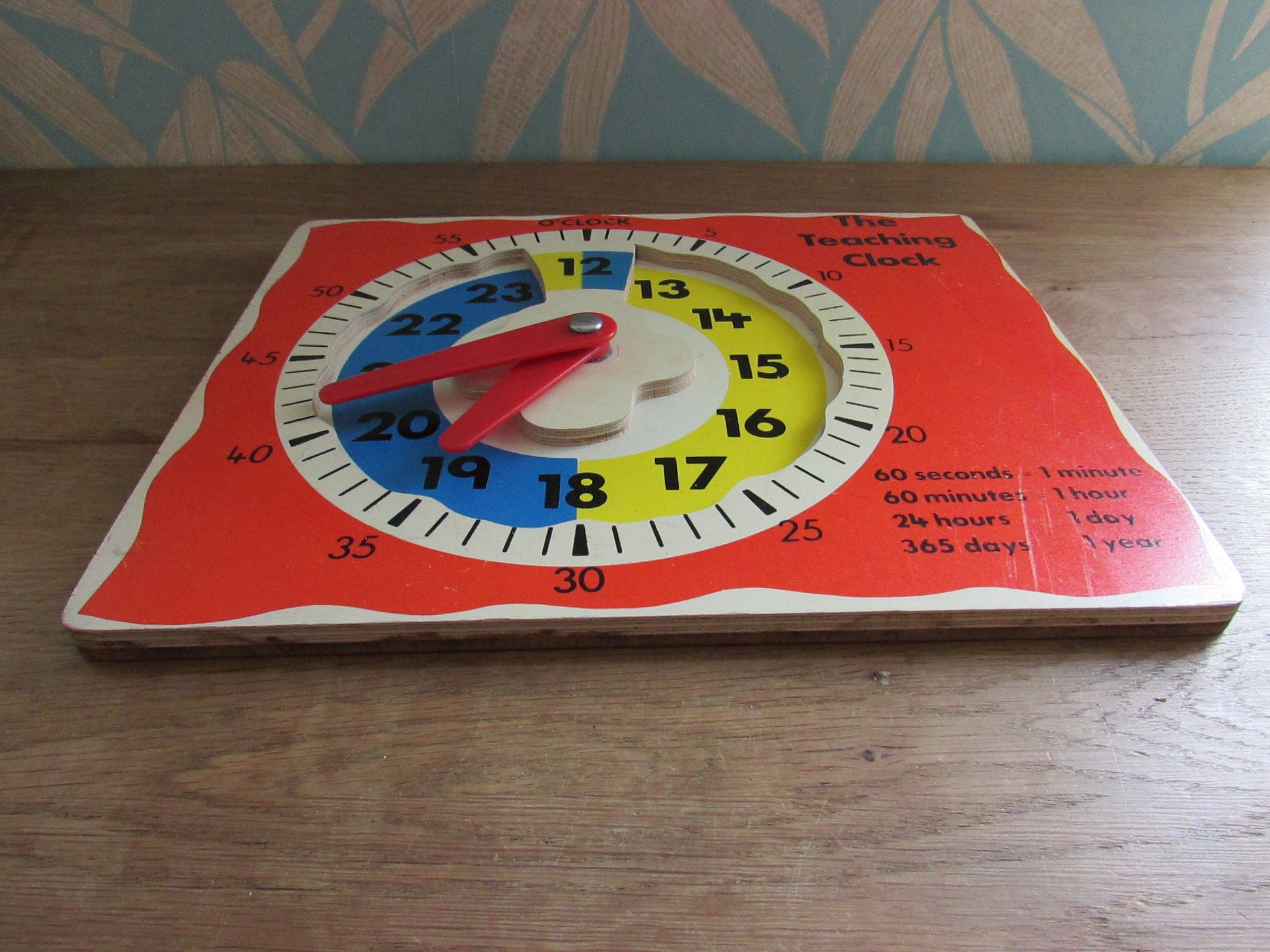 Vintage wooden The Teaching Clock educational puzzle