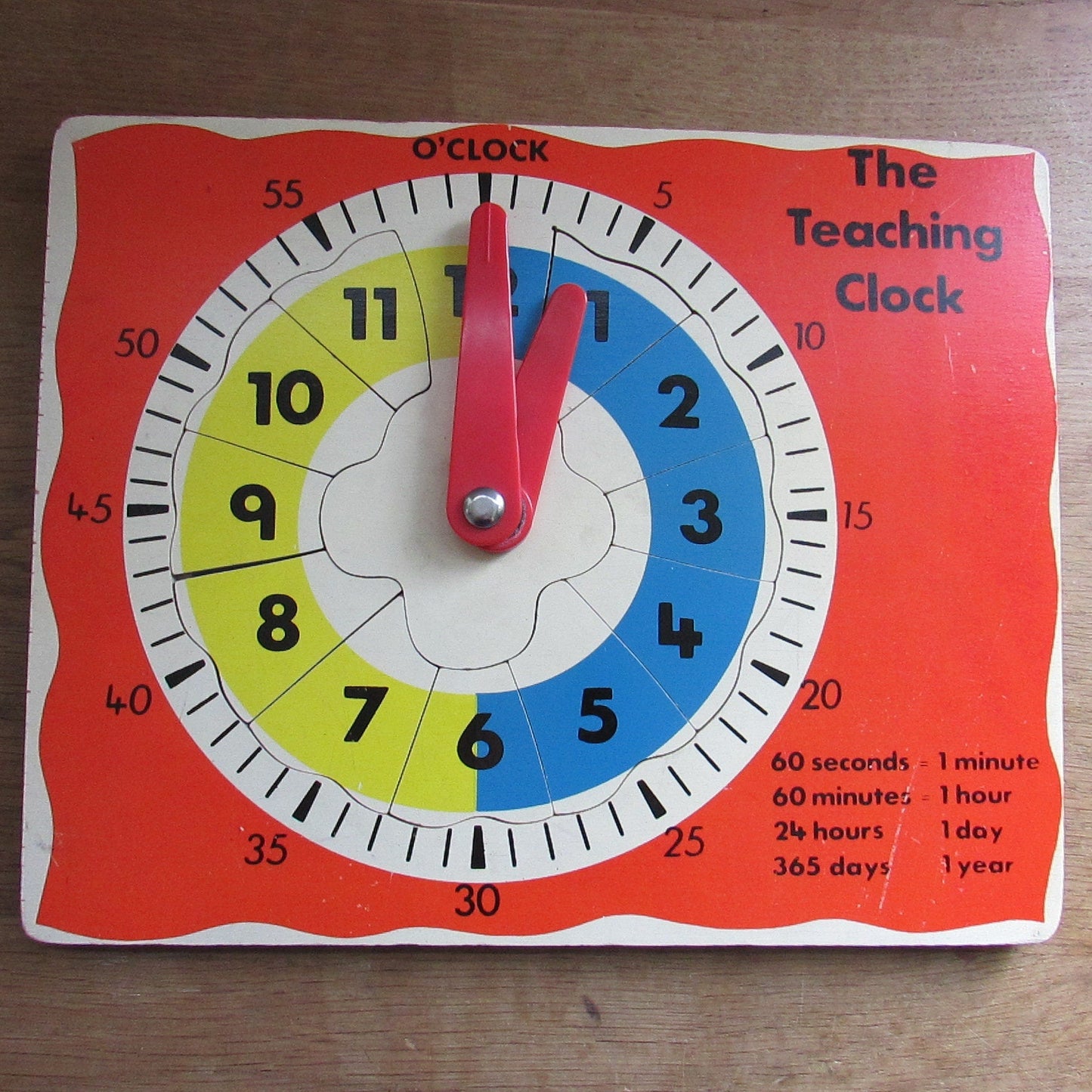 Vintage wooden The Teaching Clock educational puzzle