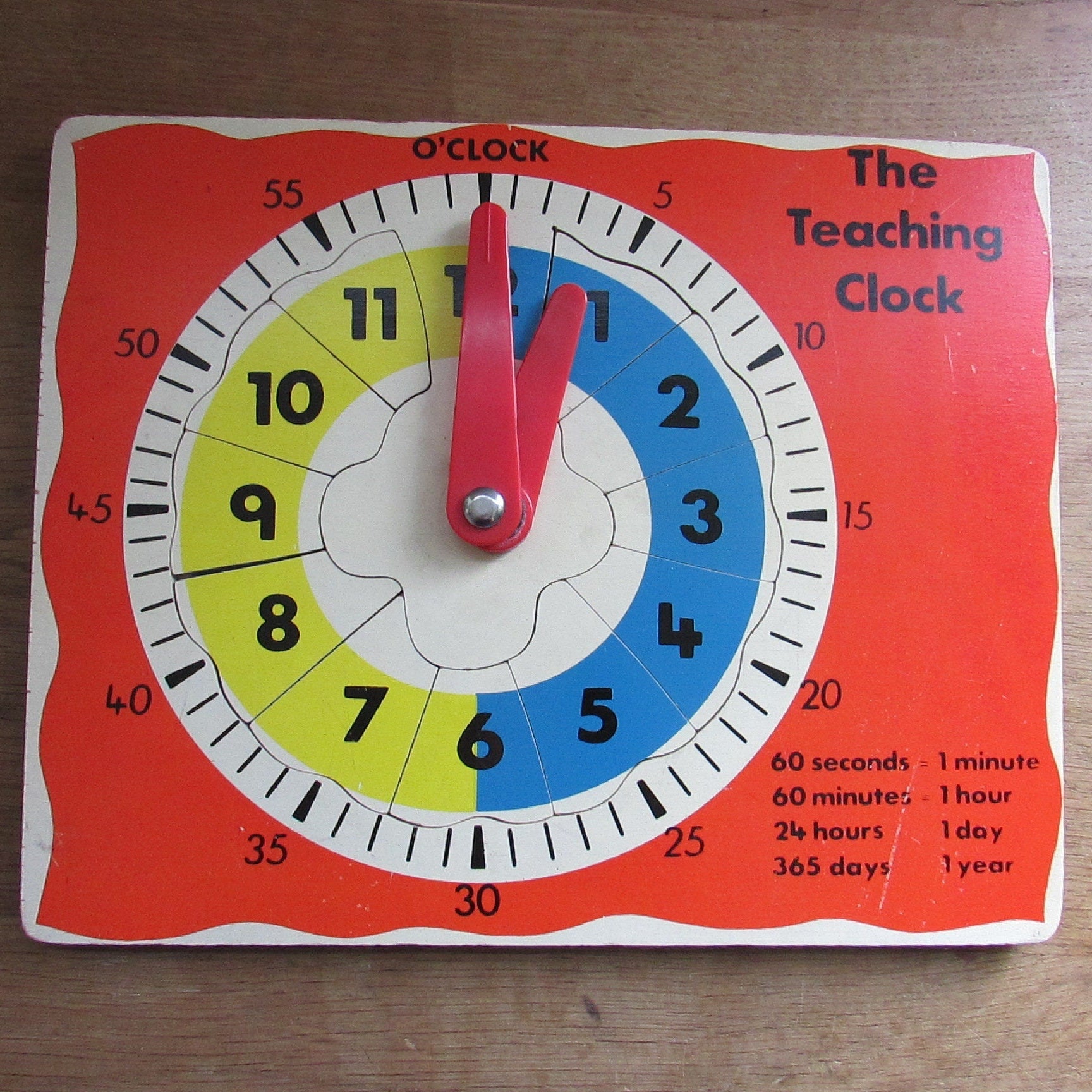 Vintage wooden The Teaching Clock educational puzzle