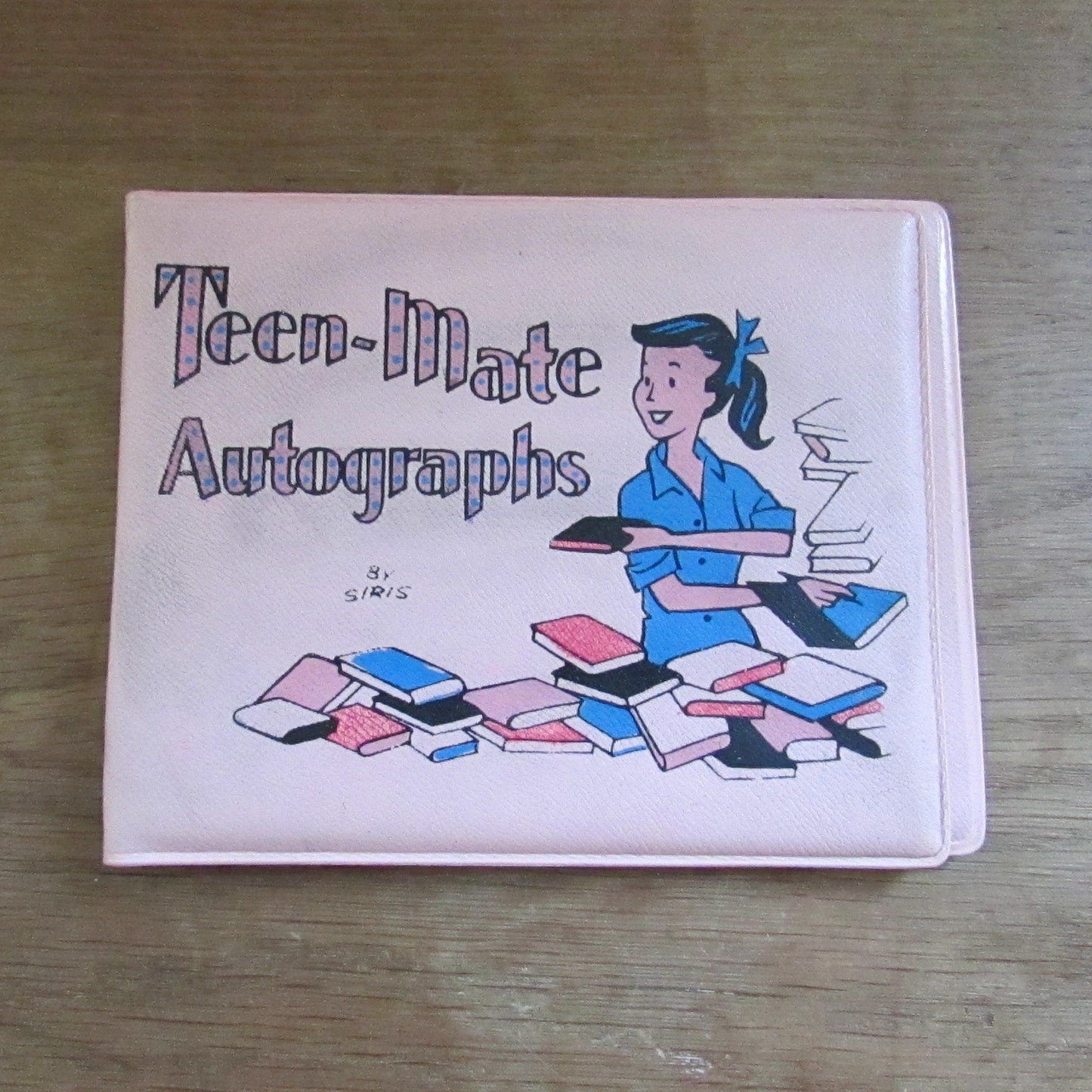 1950s pink vinyl Teen-Mate by Siris autograph book, case only