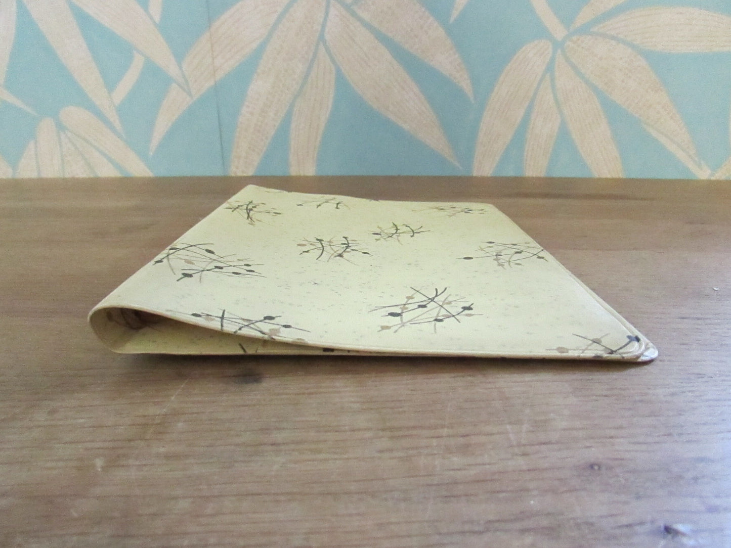 1950s vinyl writing case with allover gold & black atomic design