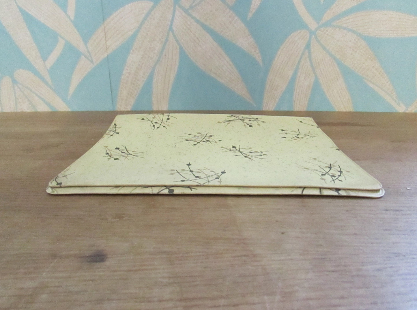 1950s vinyl writing case with allover gold & black atomic design
