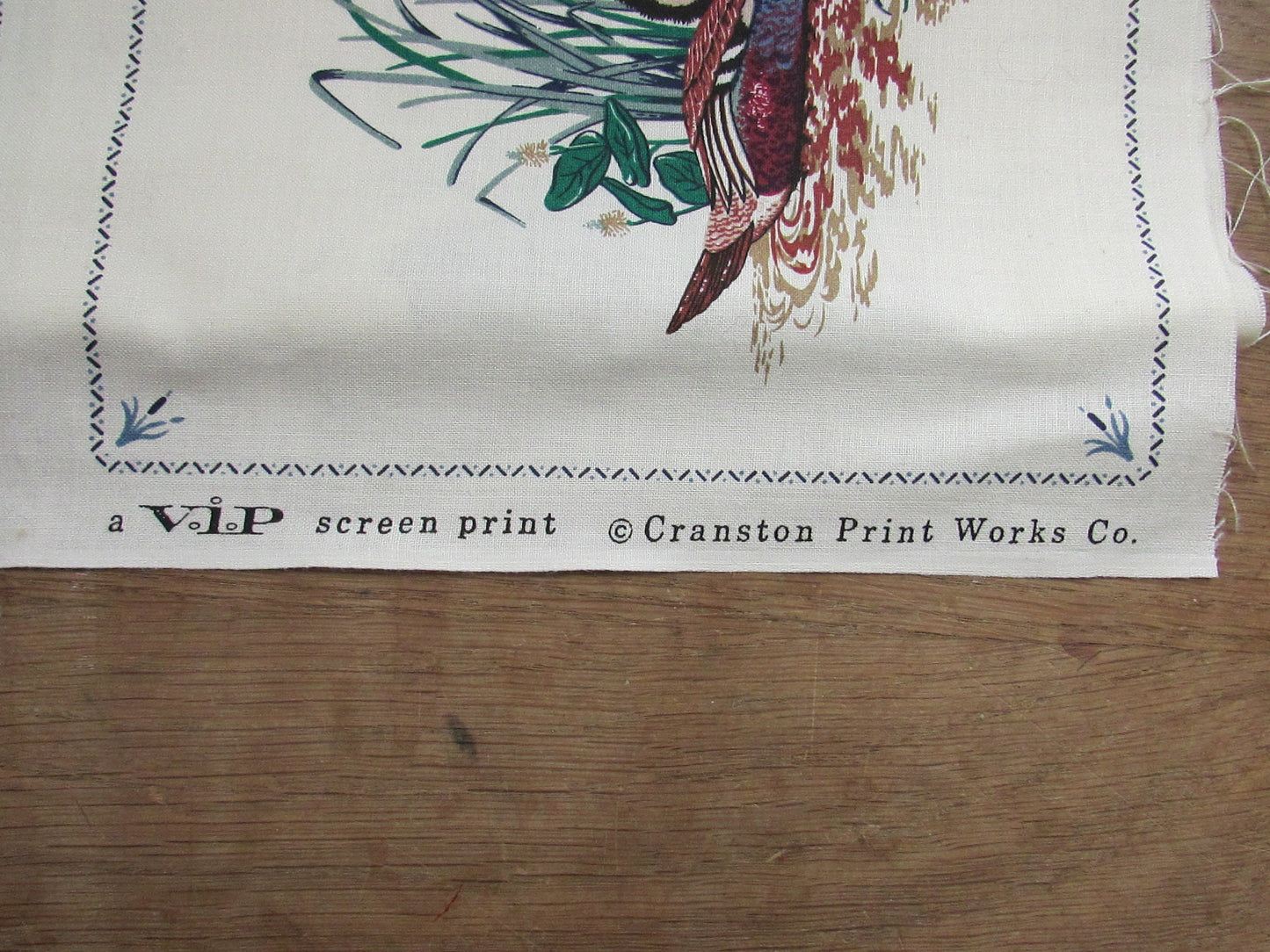 Vintage Cranston Print Works Co VIP screen print Wild Ducks Picture Book patches fabric panel