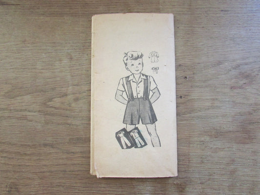 Used 1940s Anne Adams 4563 sewing pattern for boys overalls, pants & blouse (see description below)