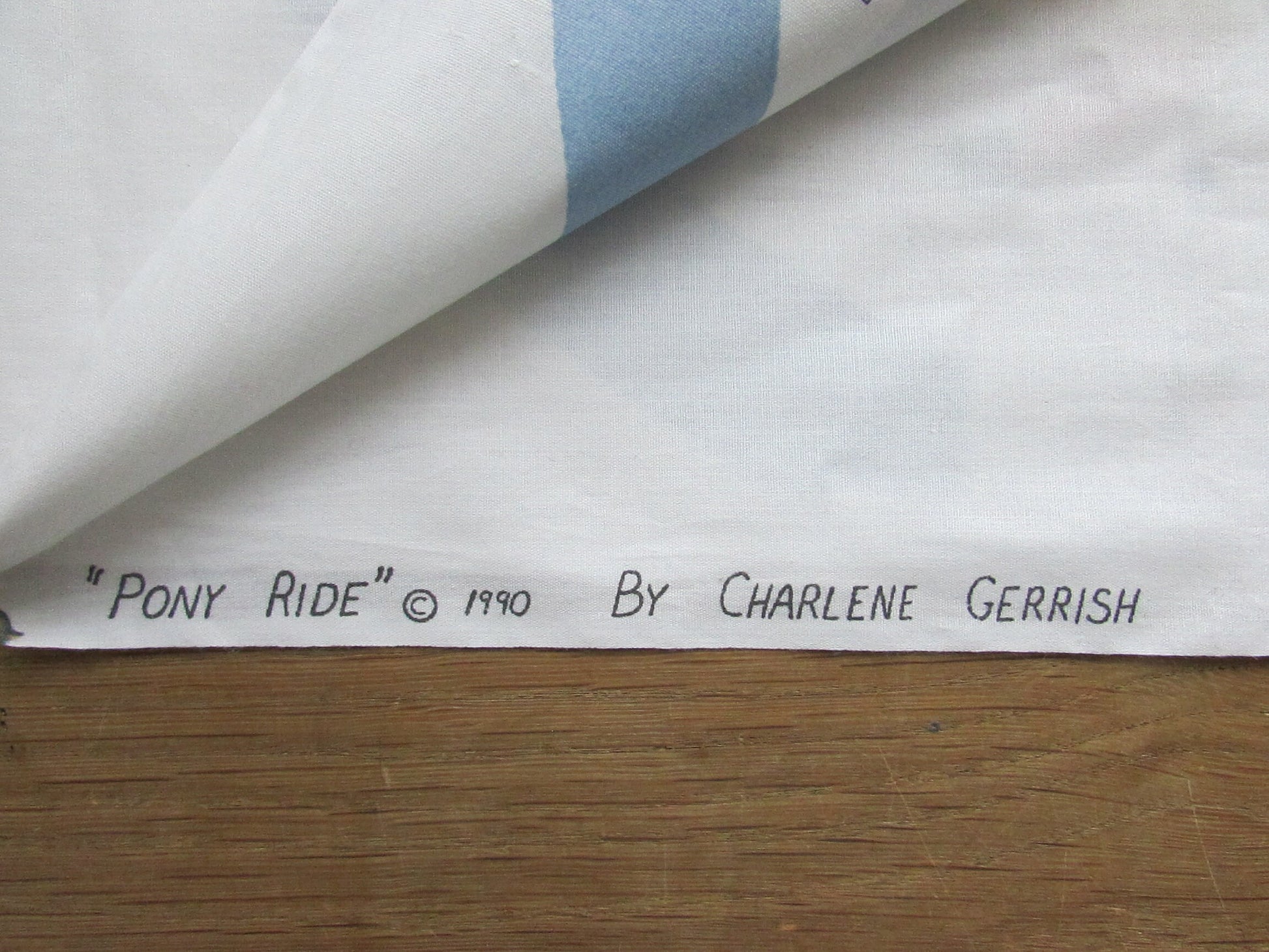 1990 "Pony Ride" by Charlene Gerrish fabric panel for Red Calliope