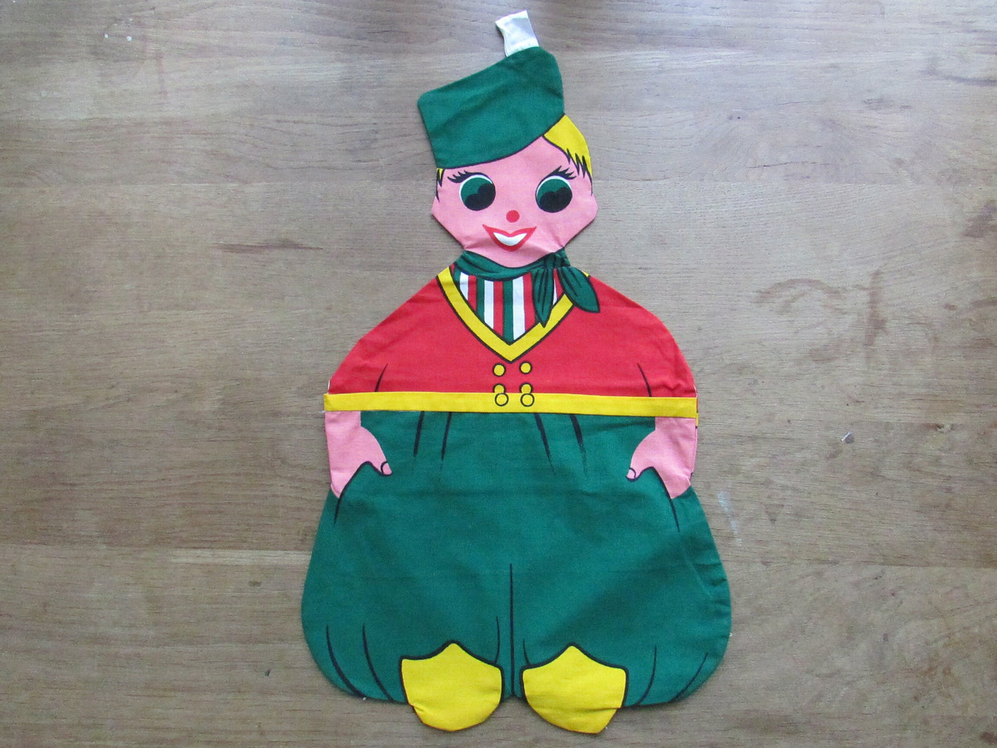 1970s kitsch hand-made Dutch boy & girl cloth peg bag duo