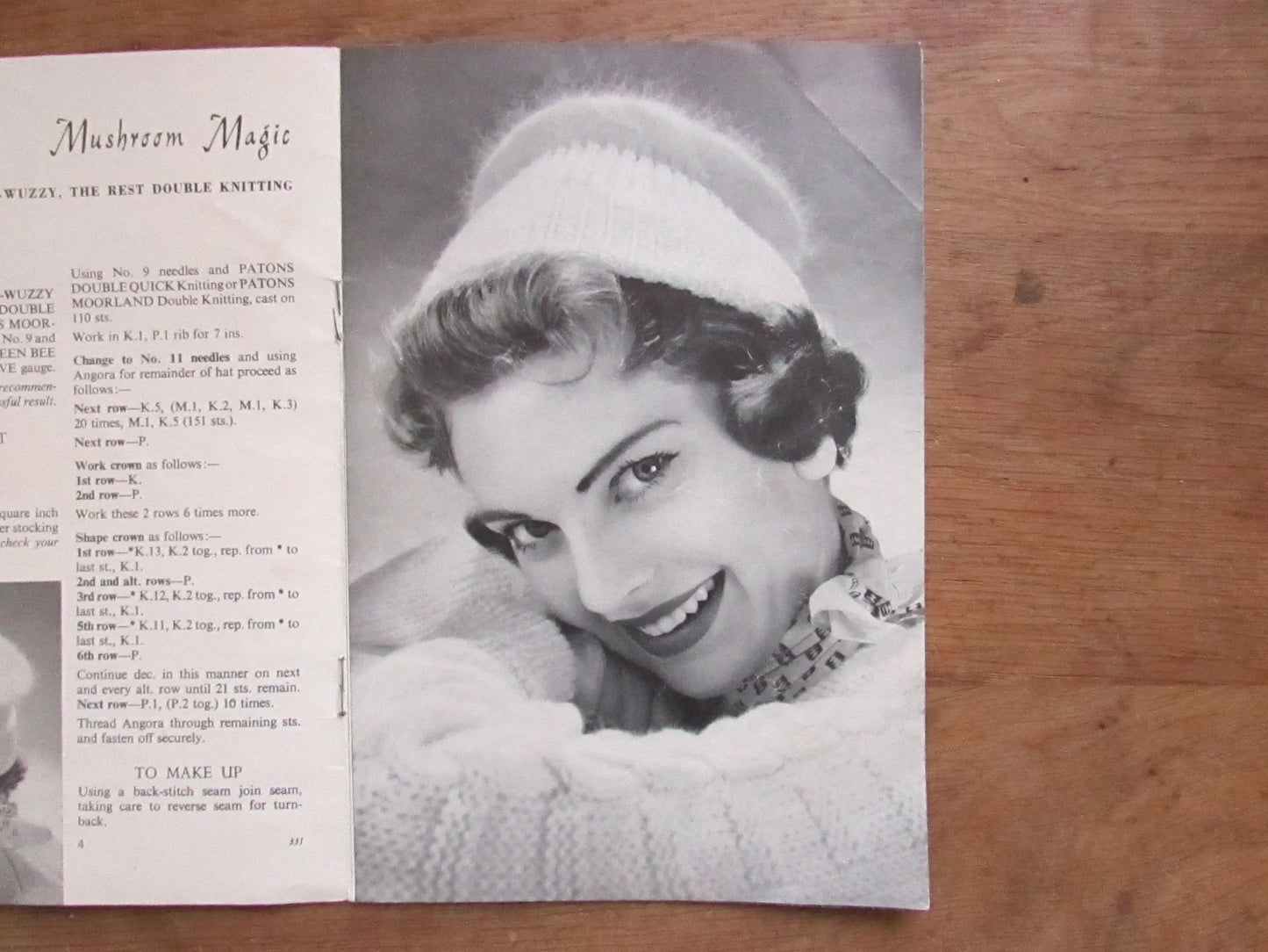 1950s P&B Wools 331 knitting/crochet pattern for four Fuzzy-Wuzzy hats