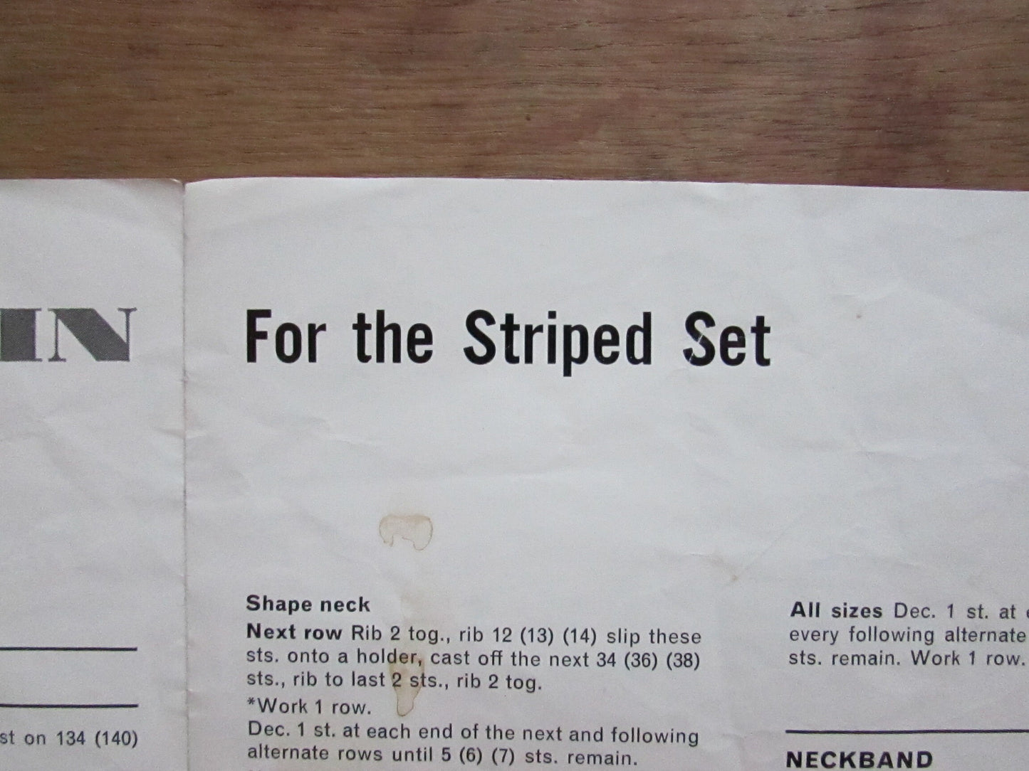 1960s Robin 1805 knitting pattern for striped sweater & cap