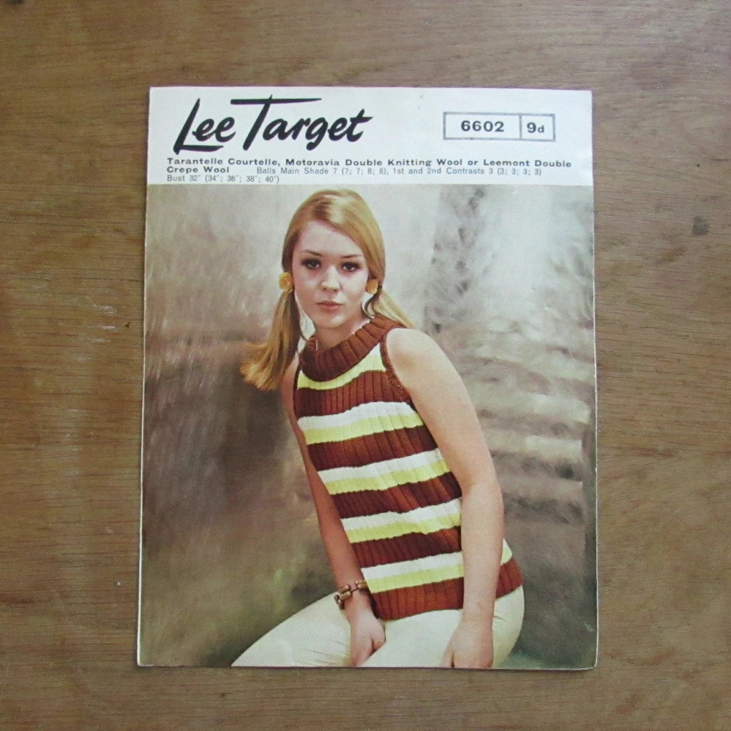 1966 Lee Target 6602 knitting pattern for lady's sleeveless sweater