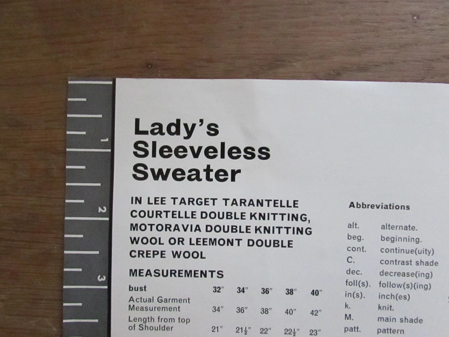 1966 Lee Target 6602 knitting pattern for lady's sleeveless sweater