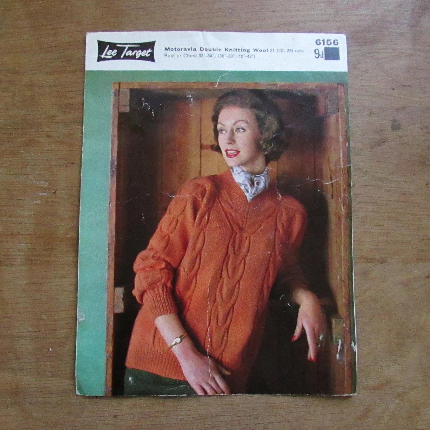 1961 Lee Target 6156 knitting pattern for cable sweater