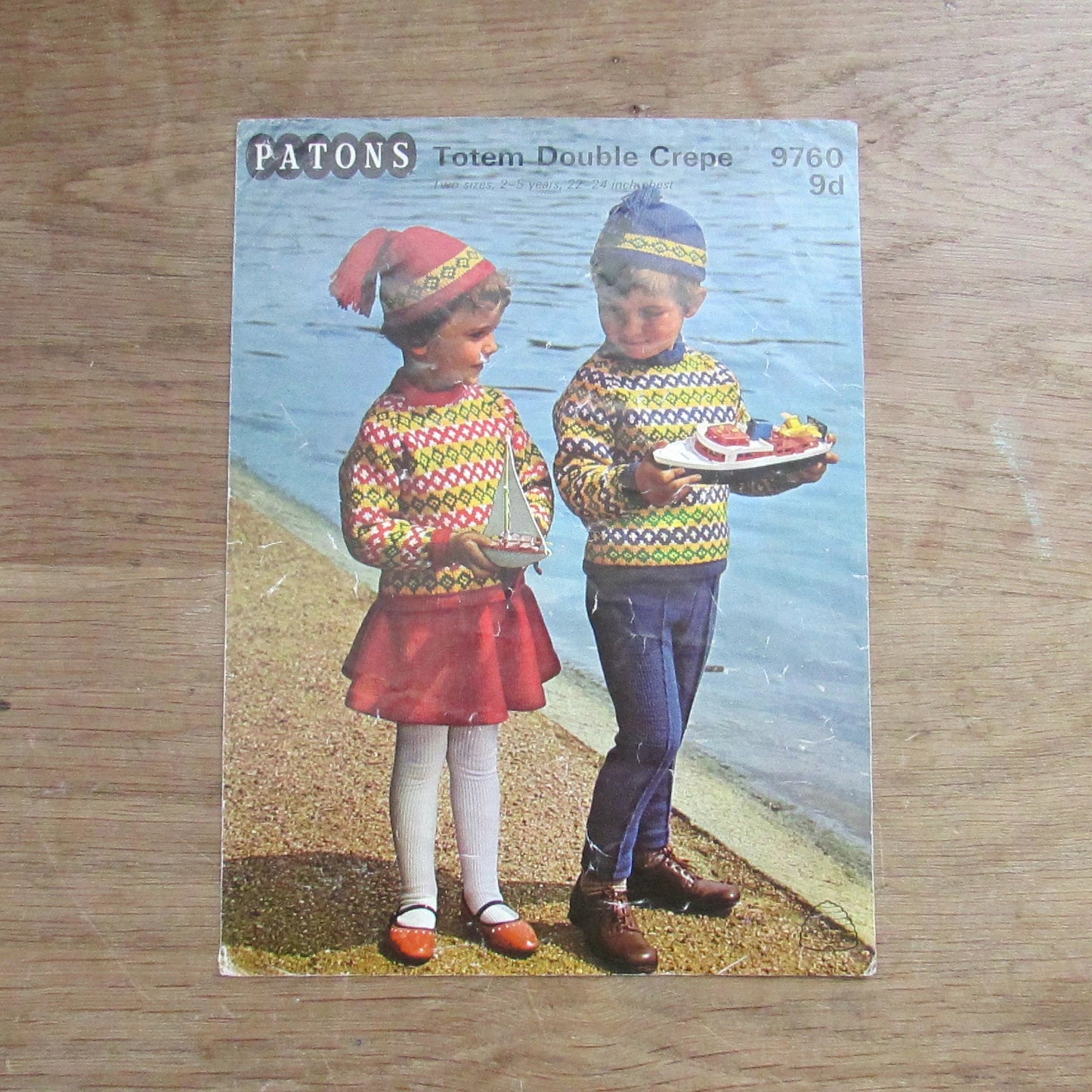 1960s Patons 9760 knitting pattern for child's sweater, cap, skirt or trews