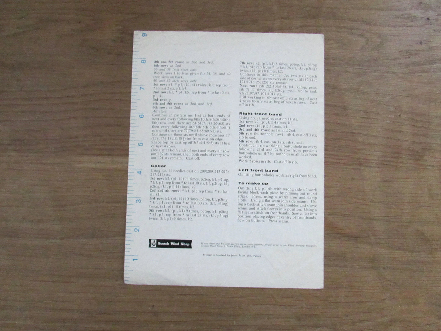 1960s Greenock 98 knitting pattern for jacket in check pattern