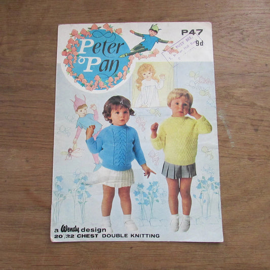 1960s Wendy Design Peter Pan P47 knitting pattern for child's sweaters