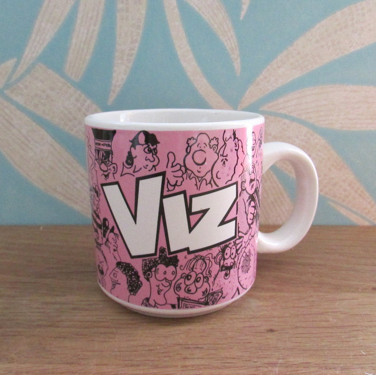 1991 House of Viz novelty pink cartoon mug