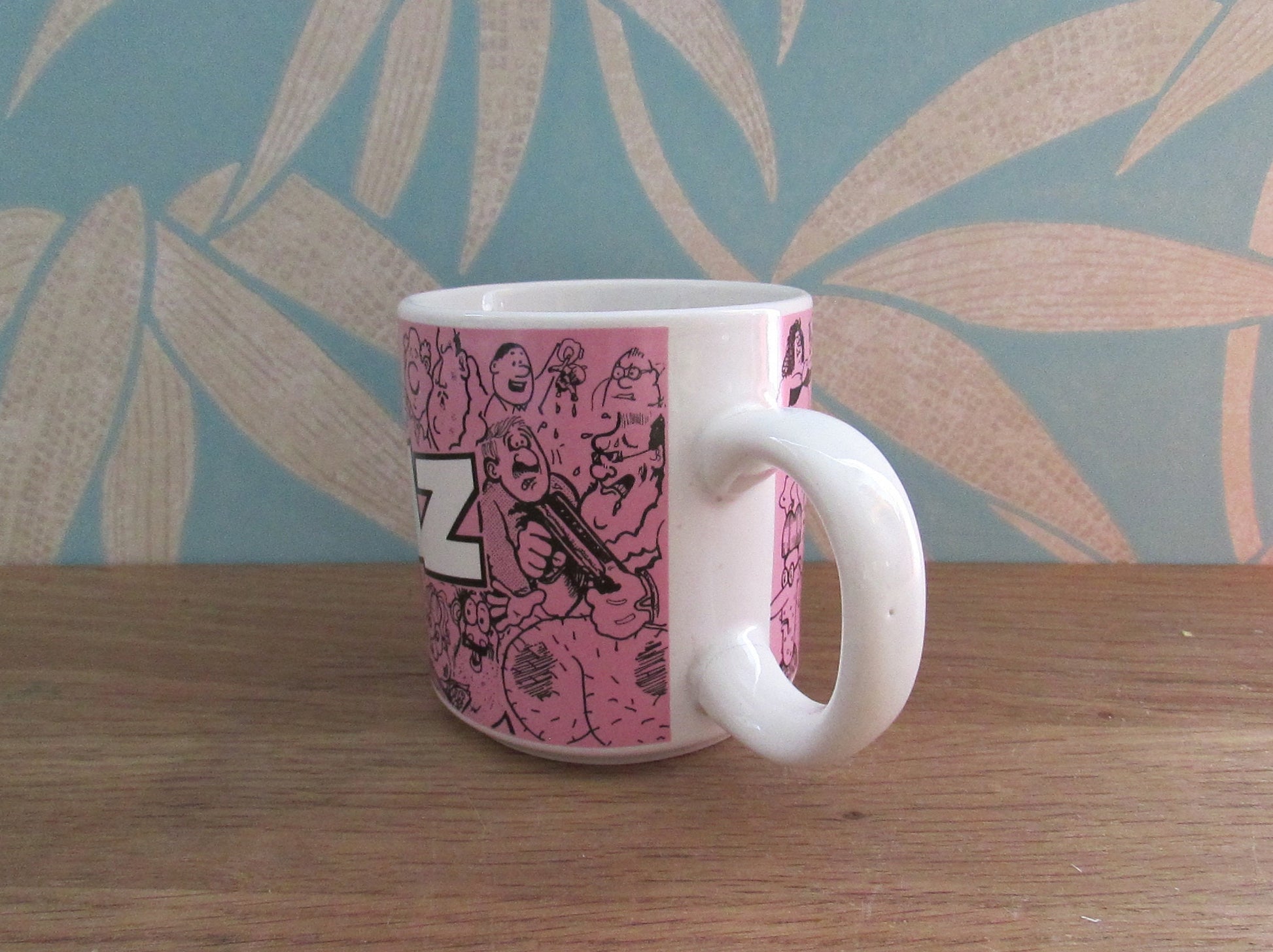 1991 House of Viz novelty pink cartoon mug