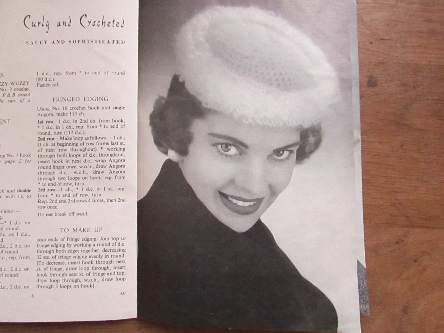 1950s P&B Wools 331 knitting/crochet pattern for four Fuzzy-Wuzzy hats