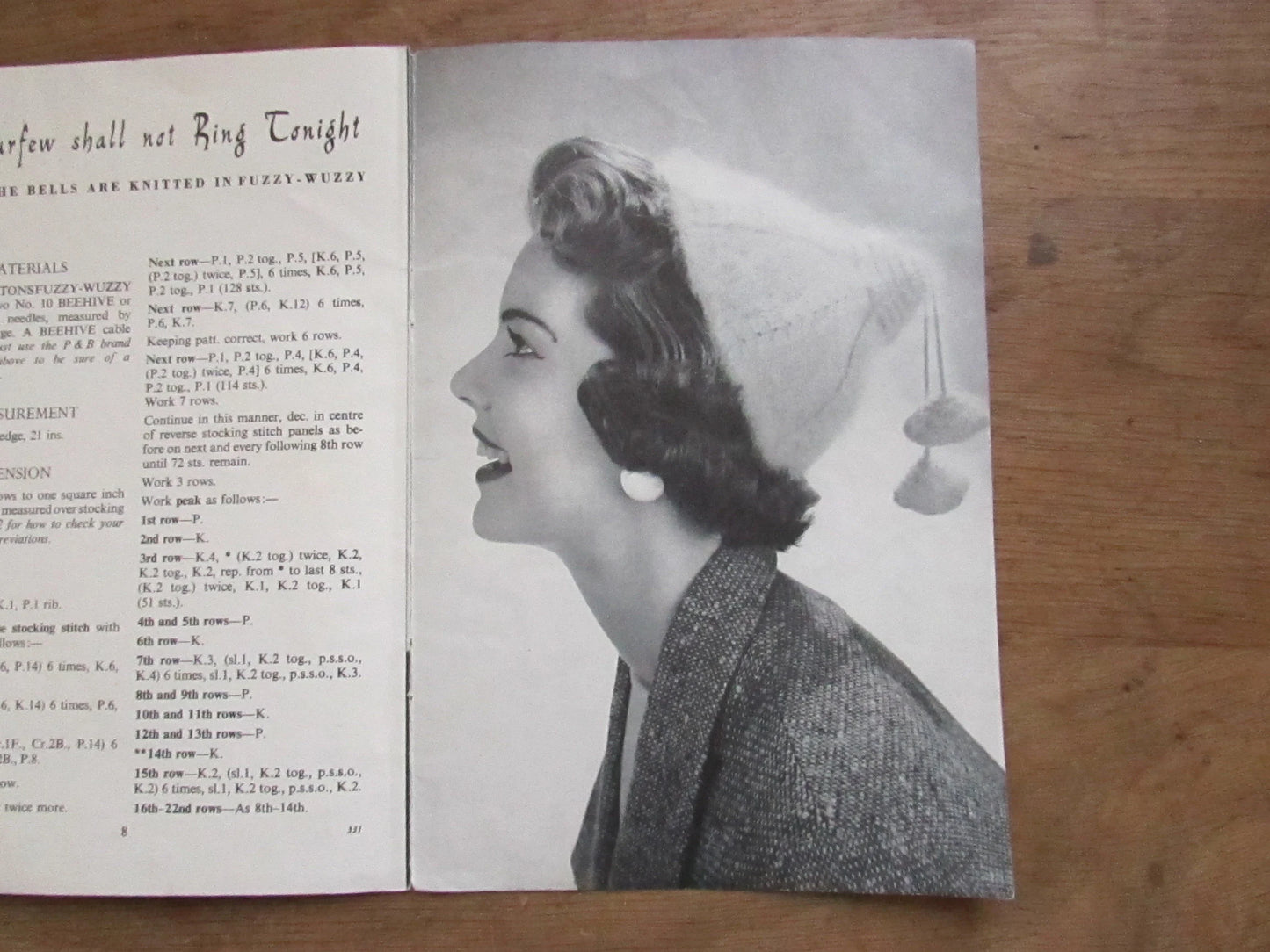1950s P&B Wools 331 knitting/crochet pattern for four Fuzzy-Wuzzy hats