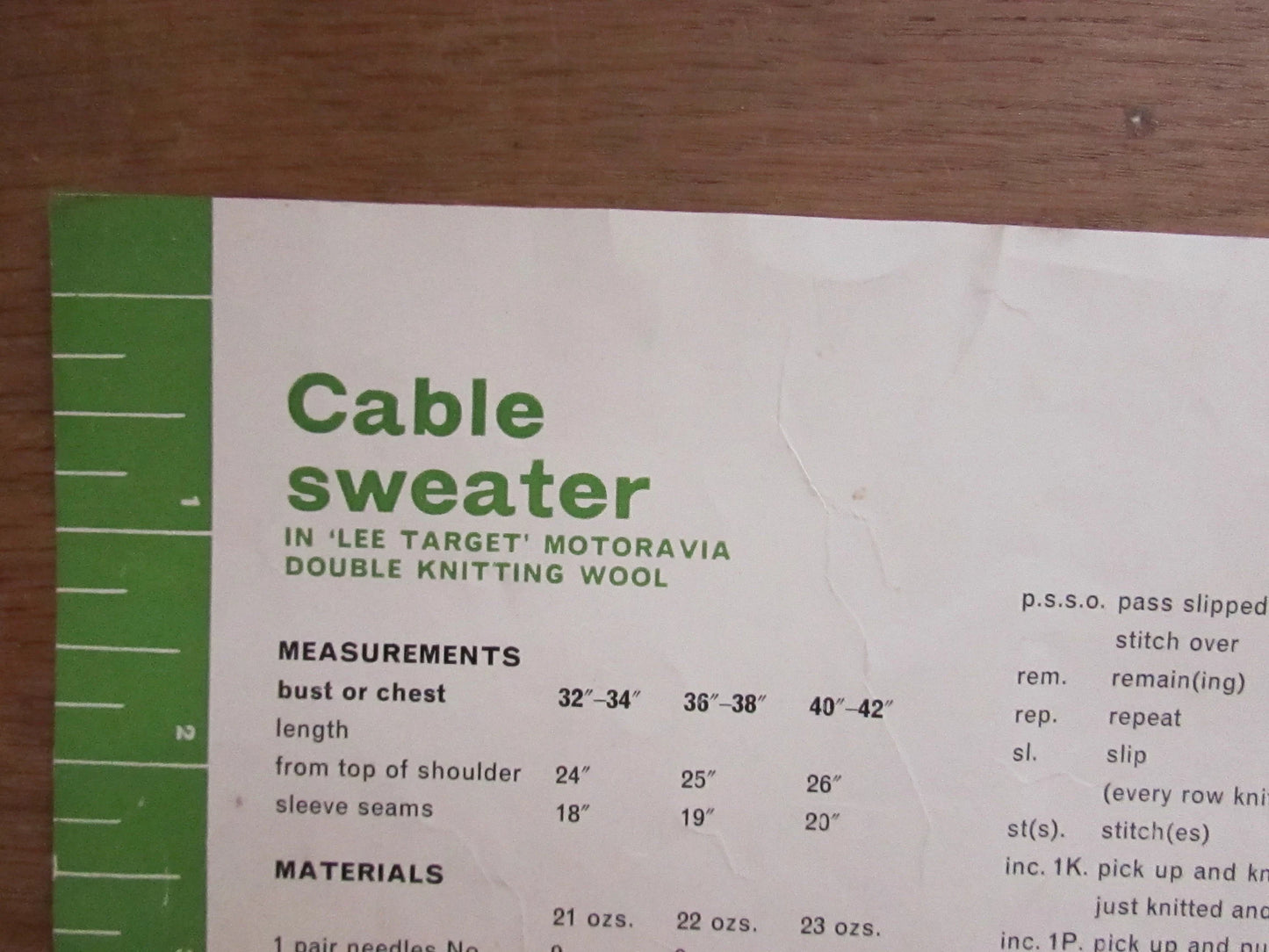 1961 Lee Target 6156 knitting pattern for cable sweater