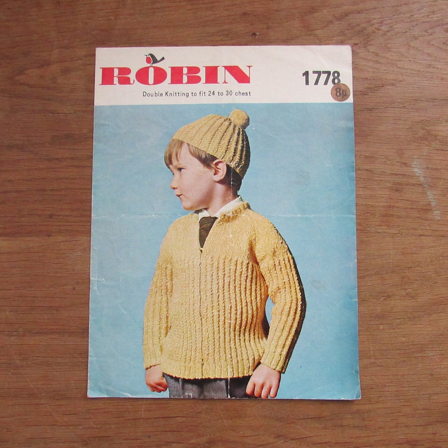 1968 Robin 1778 knitting pattern for child's zip lumber & cap