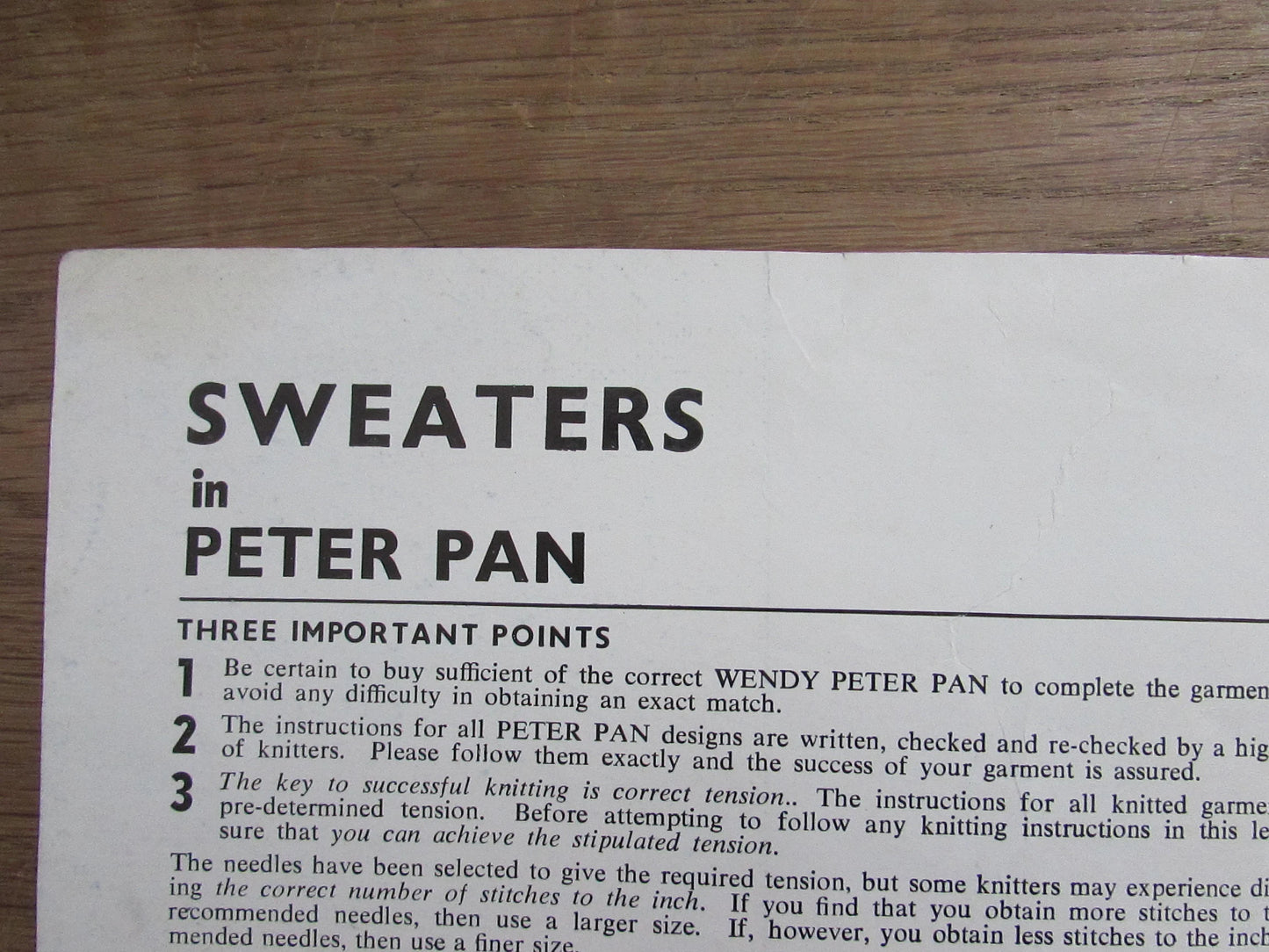 1960s Wendy Design Peter Pan P47 knitting pattern for child's sweaters