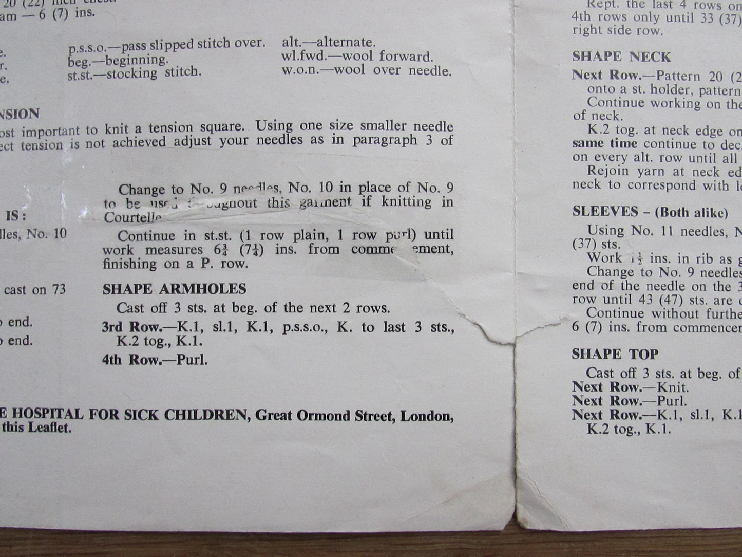 1960s Wendy Design Peter Pan P47 knitting pattern for child's sweaters