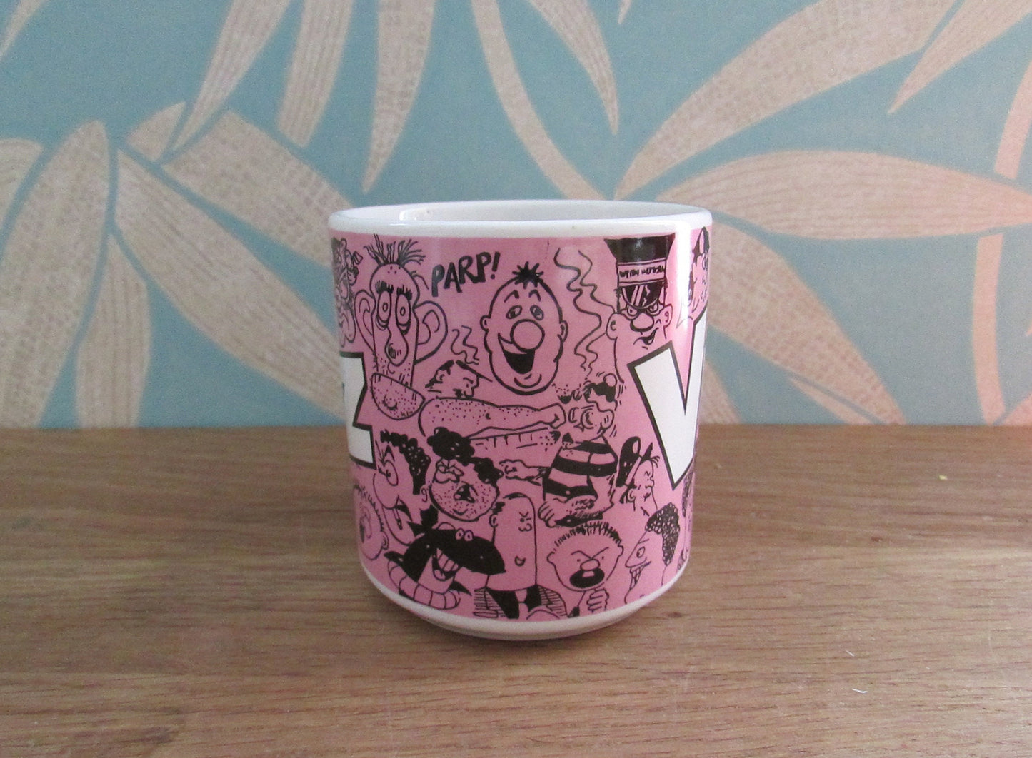 1991 House of Viz novelty pink cartoon mug
