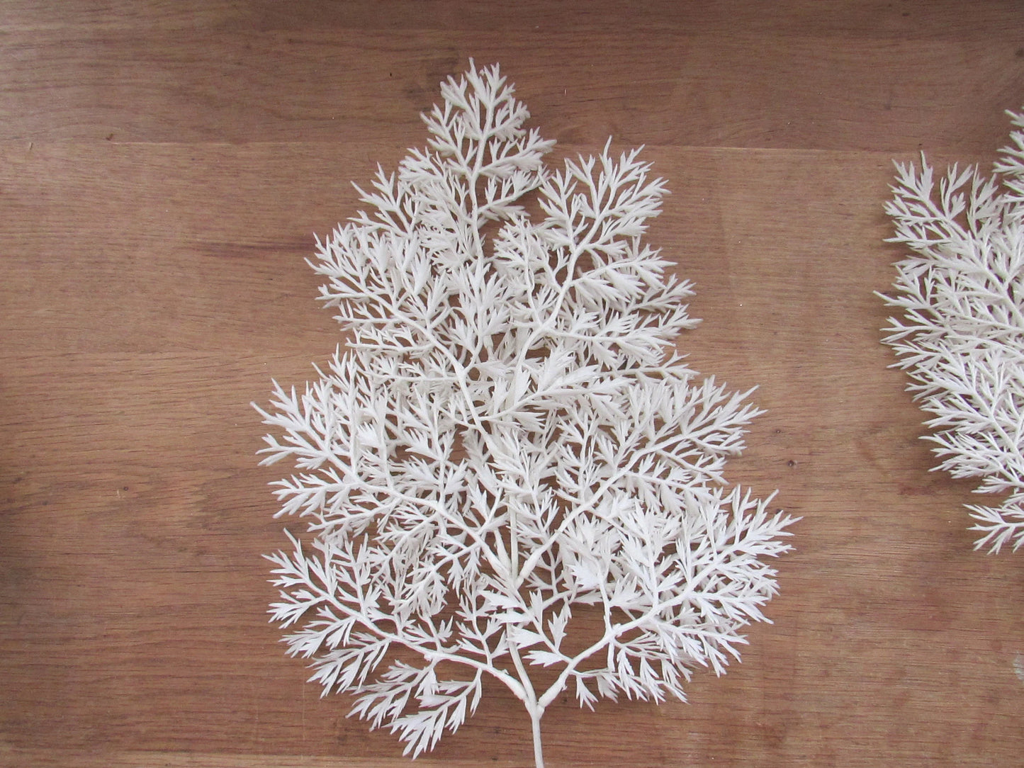 Vintage plastic green, & white Christmas foliage (ostrich feathers, tree leaves, pine branches, and holly)