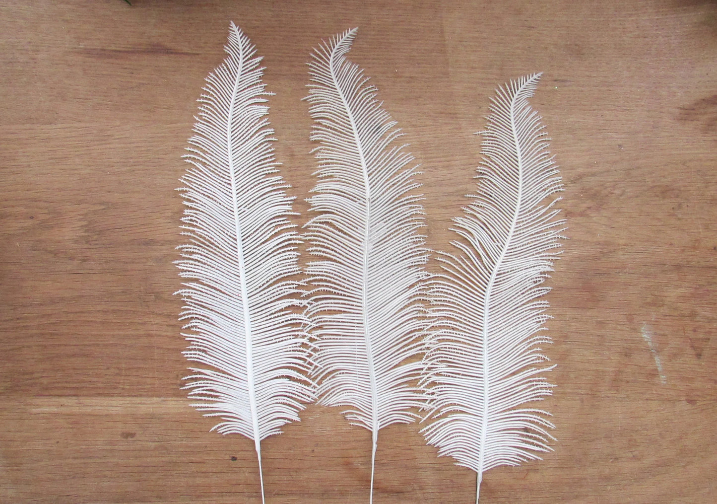 Vintage plastic green, & white Christmas foliage (ostrich feathers, tree leaves, pine branches, and holly)