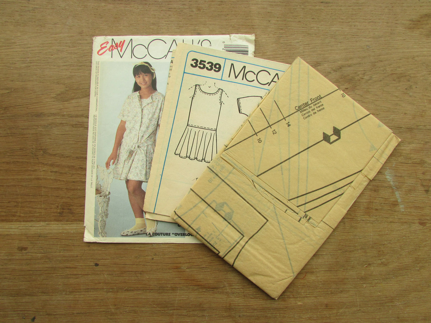 Uncut 1988 McCall's 3539 sewing pattern for girls' skirt & dress, sizes 10-12-14 (complete)