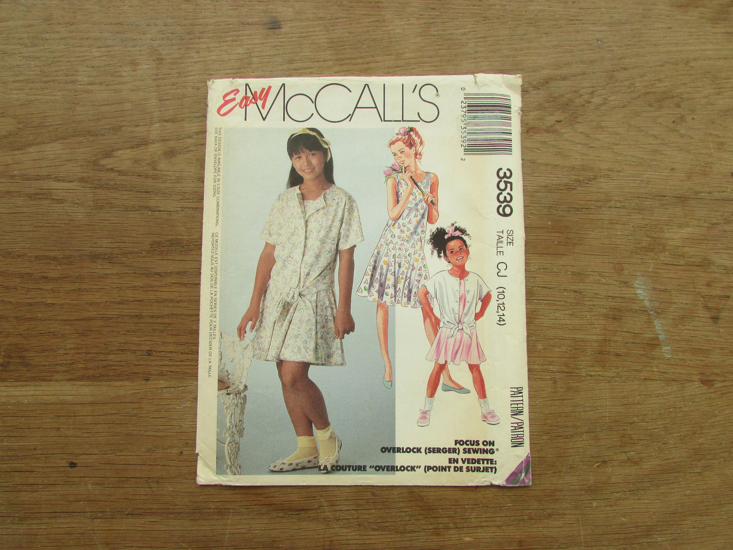 Uncut 1988 McCall's 3539 sewing pattern for girls' skirt & dress, sizes 10-12-14 (complete)