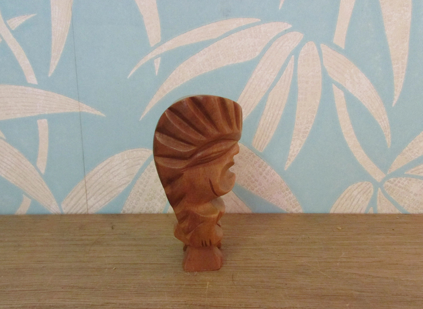 Vintage Waikiki Woods carved monkey pod tiki statuette