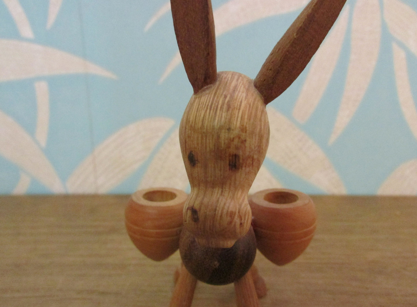 1960s wooden donkey figurine with panniers