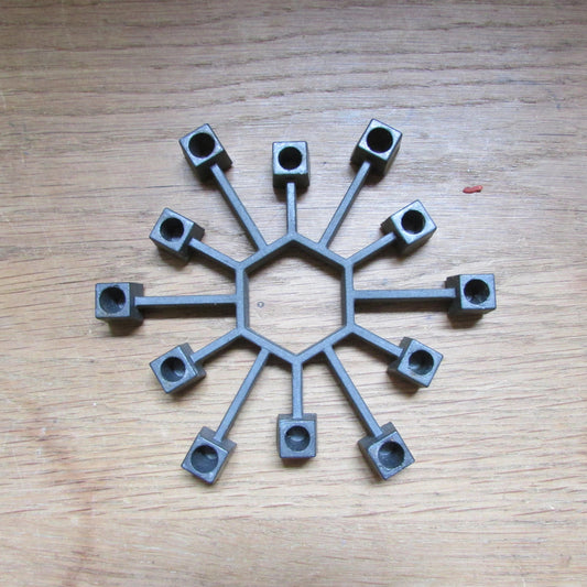 1960s Danish Paro metal candlestick holder for 12 tapers