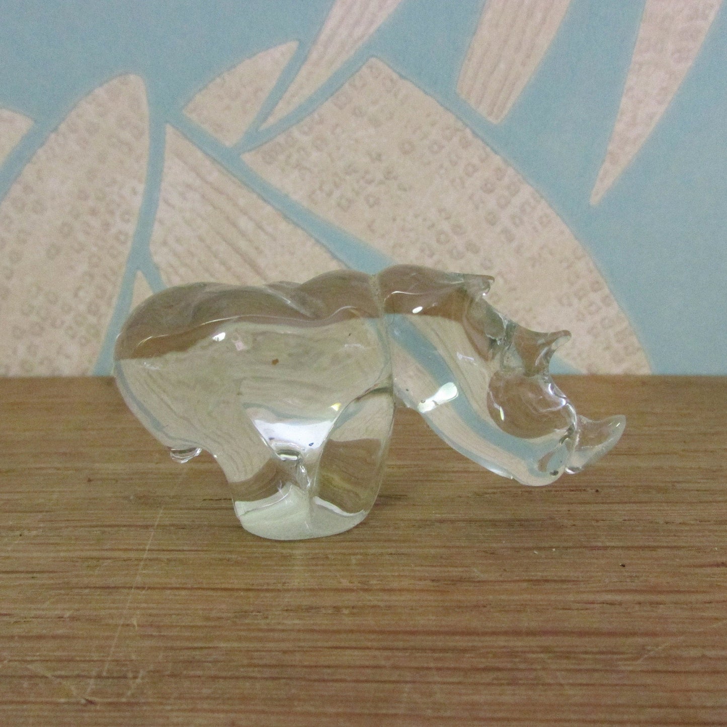 Vintage miniature glass rhinoceros ornament