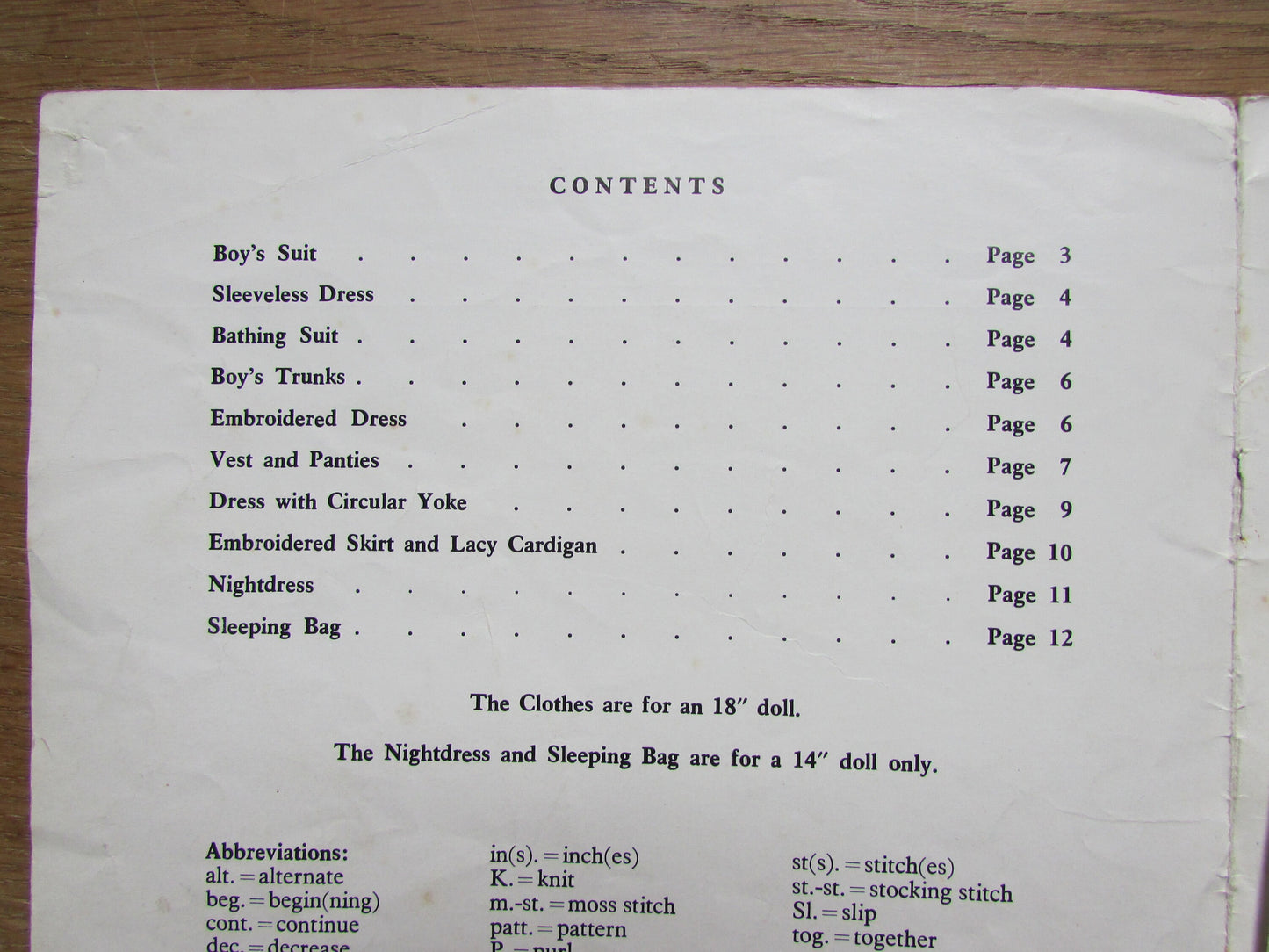 Vintage Hayfield H/15 doll's clothes knitting pattern booklet